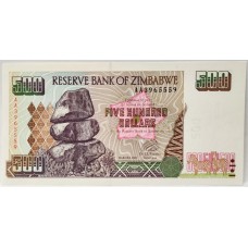 ZIMBABWE 2001 . FIVE HUNDRED 500 DOLLARS BANKNOTE
